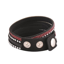 Load image into Gallery viewer, Garnet and Black Crystals on Black Double Wrap Bracelet
