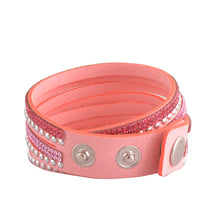 Load image into Gallery viewer, Pink and Hot Pink Crystals on Pink Double Wrap Bracelet