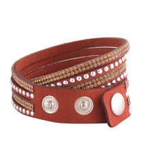 Load image into Gallery viewer, Gold Crystals on Garnet Double Wrap Bracelet