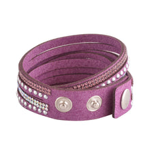 Load image into Gallery viewer, Purple and Aurora Borealis Crystals on Purple Double Wrap Bracelet
