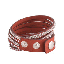 Load image into Gallery viewer, Clear Crystals on Crimson Double Wrap Bracelet
