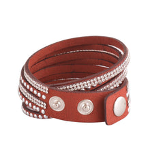 Load image into Gallery viewer, Clear Crystals on Crimson Double Wrap Bracelet