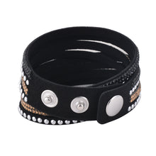 Load image into Gallery viewer, Gold and Black Crystals on Black Double Wrap Bracelet