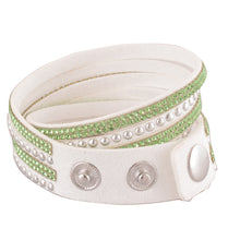 Load image into Gallery viewer, Peridot Crystals on White Double Wrap Bracelet