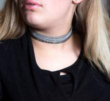 Load image into Gallery viewer, Hematite and Clear Crystals on Silver Double Wrap Bracelet