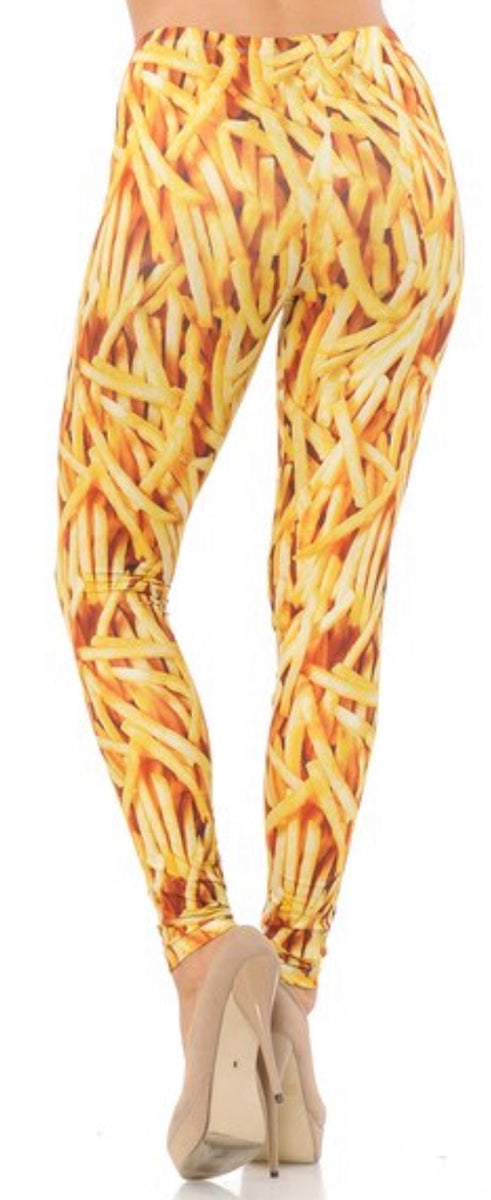 French Fries Pattern Print Women Leggings