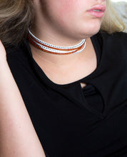 Load image into Gallery viewer, Orange Crystals on White Double Wrap Bracelet