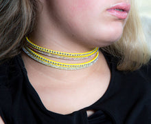 Load image into Gallery viewer, Clear Crystals on Yellow Double Wrap Bracelet