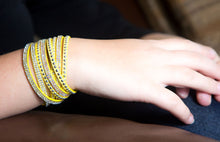 Load image into Gallery viewer, Clear Crystals on Yellow Double Wrap Bracelet
