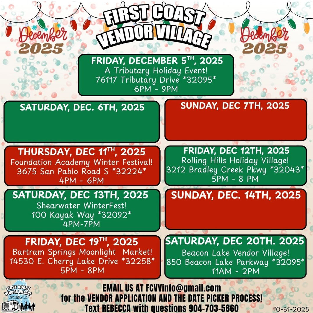 DECEMBER 2025 VENDOR VILLAGES!