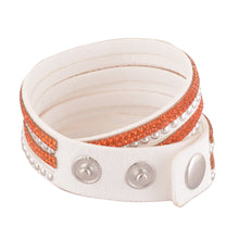 Load image into Gallery viewer, Orange Crystals on White Double Wrap Bracelet
