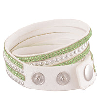 Load image into Gallery viewer, Peridot Crystals on White Double Wrap Bracelet
