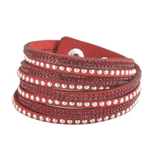 Load image into Gallery viewer, Red Crystals on Red Double Wrap Bracelet

